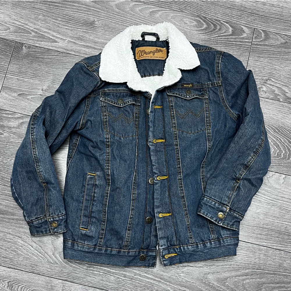 Wrangler Denim Jacket with White Sherpa Lining